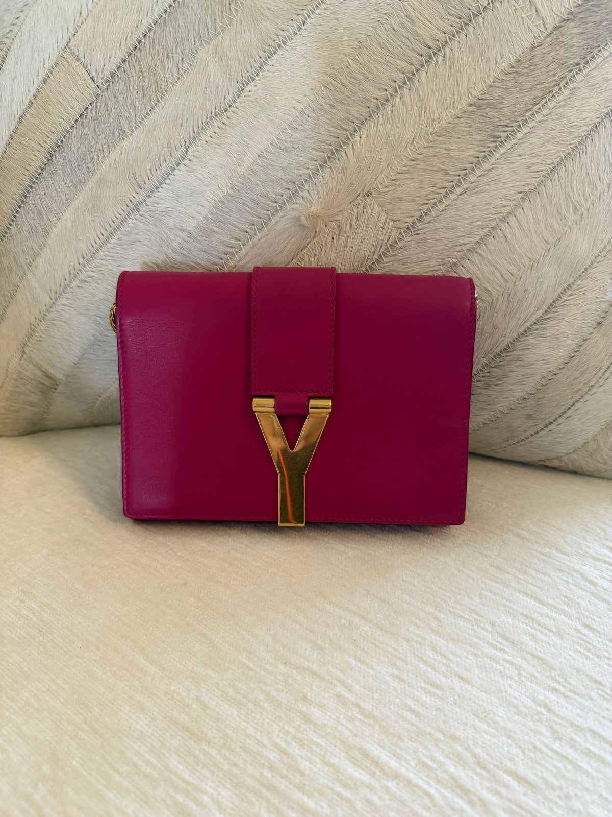 *New Pics* Saint Laurent Mini Chyc Chain Crossbody Bag -Fuschia Pink