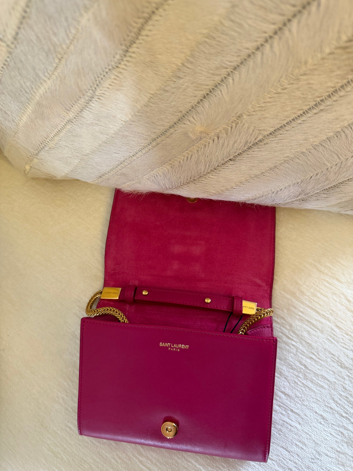 *New Pics* Saint Laurent Mini Chyc Chain Crossbody Bag -Fuschia Pink