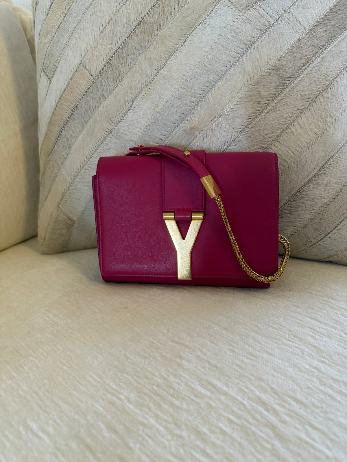 *New Pics* Saint Laurent Mini Chyc Chain Crossbody Bag -Fuschia Pink