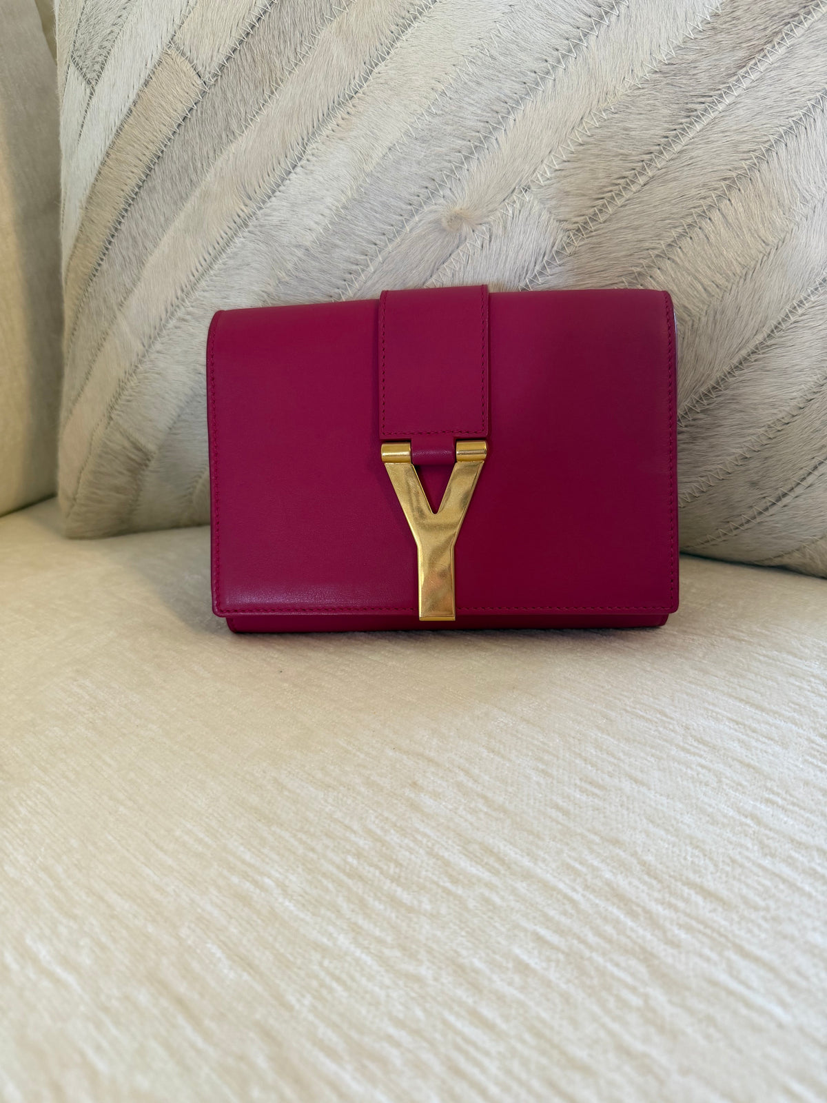 *New Pics* Saint Laurent Mini Chyc Chain Crossbody Bag -Fuschia Pink