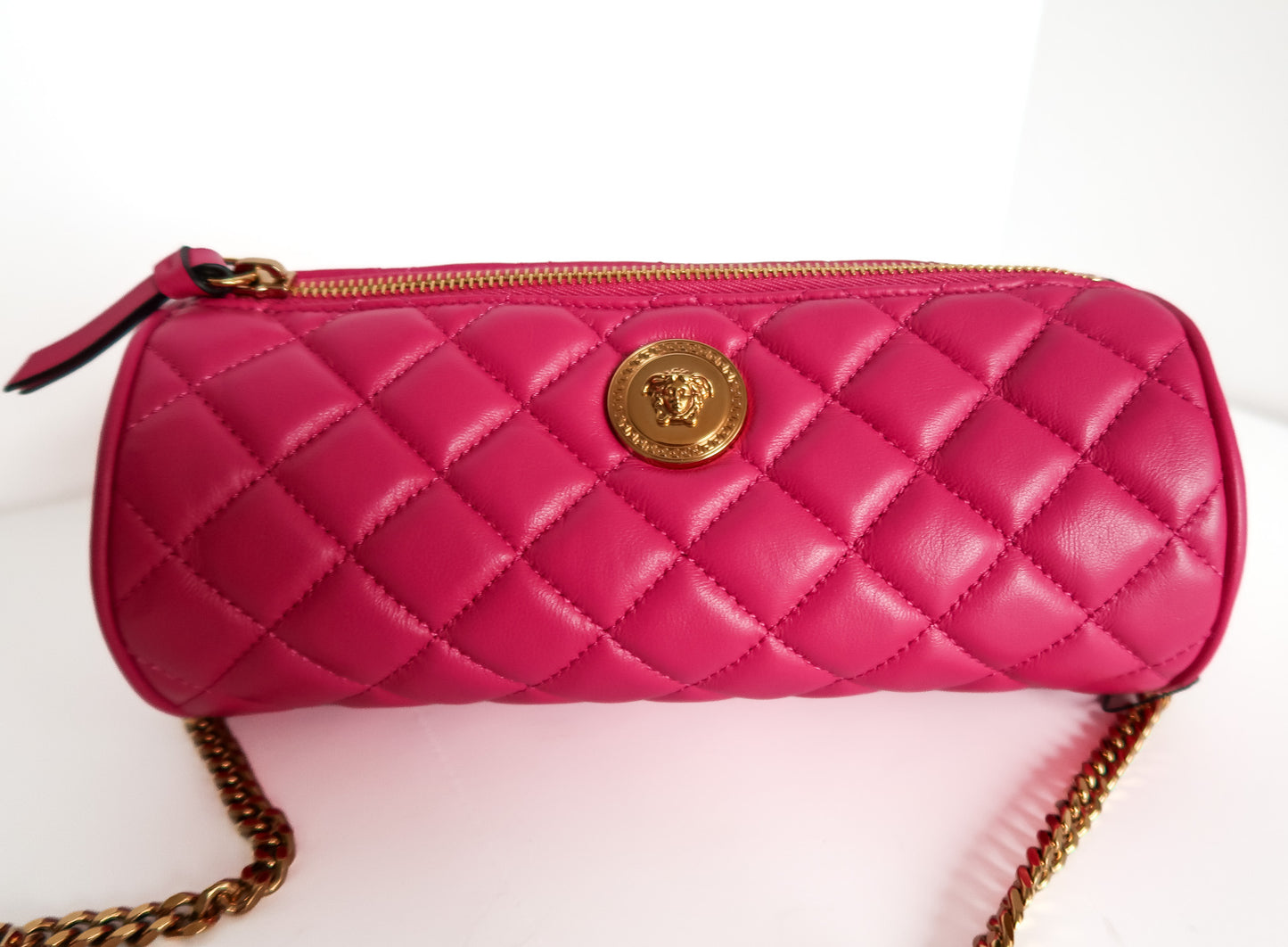 Versace Medusa Pink Quilted Cylinder Barrel Bag - additional view 11