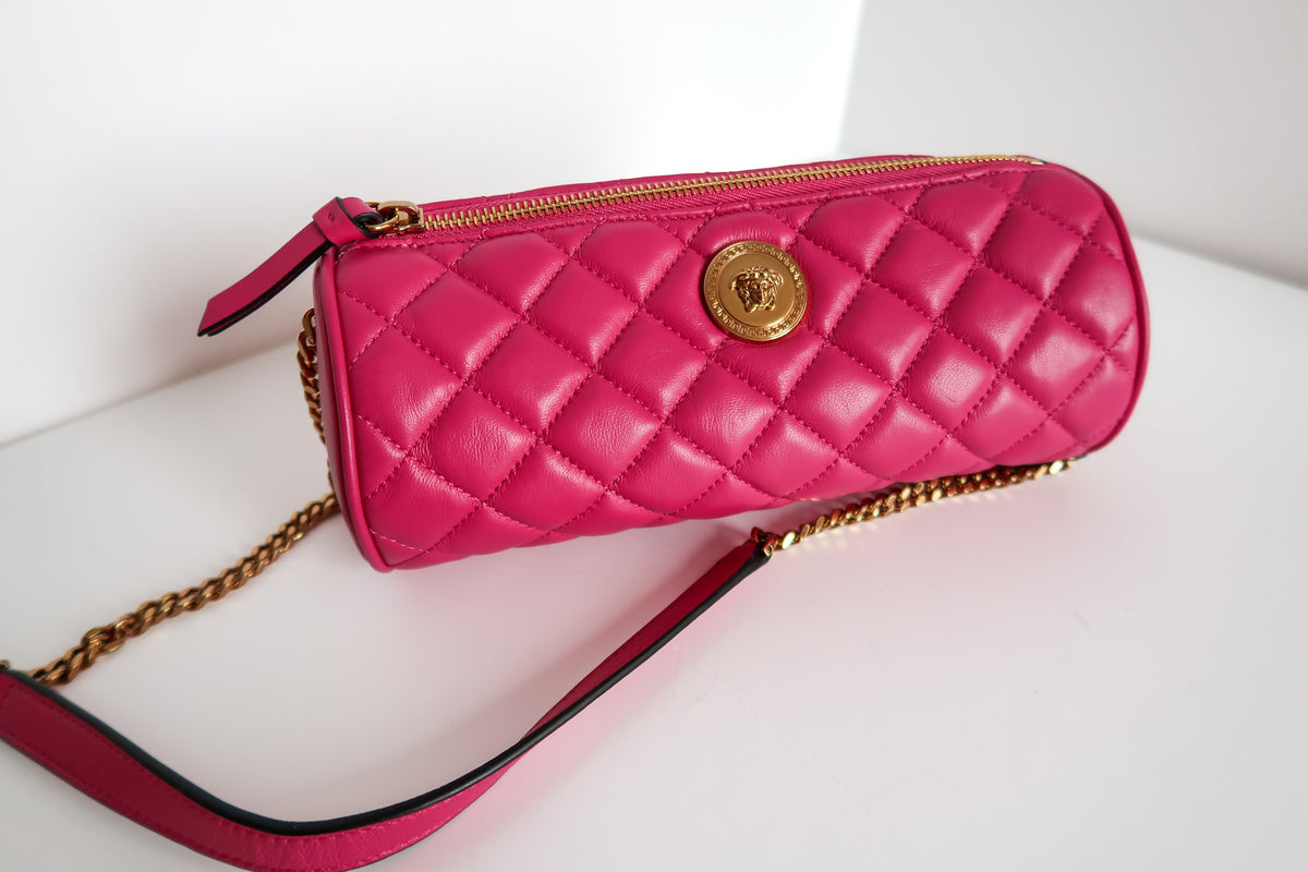 Versace Medusa Pink Quilted Cylinder Barrel Bag - additional view 8