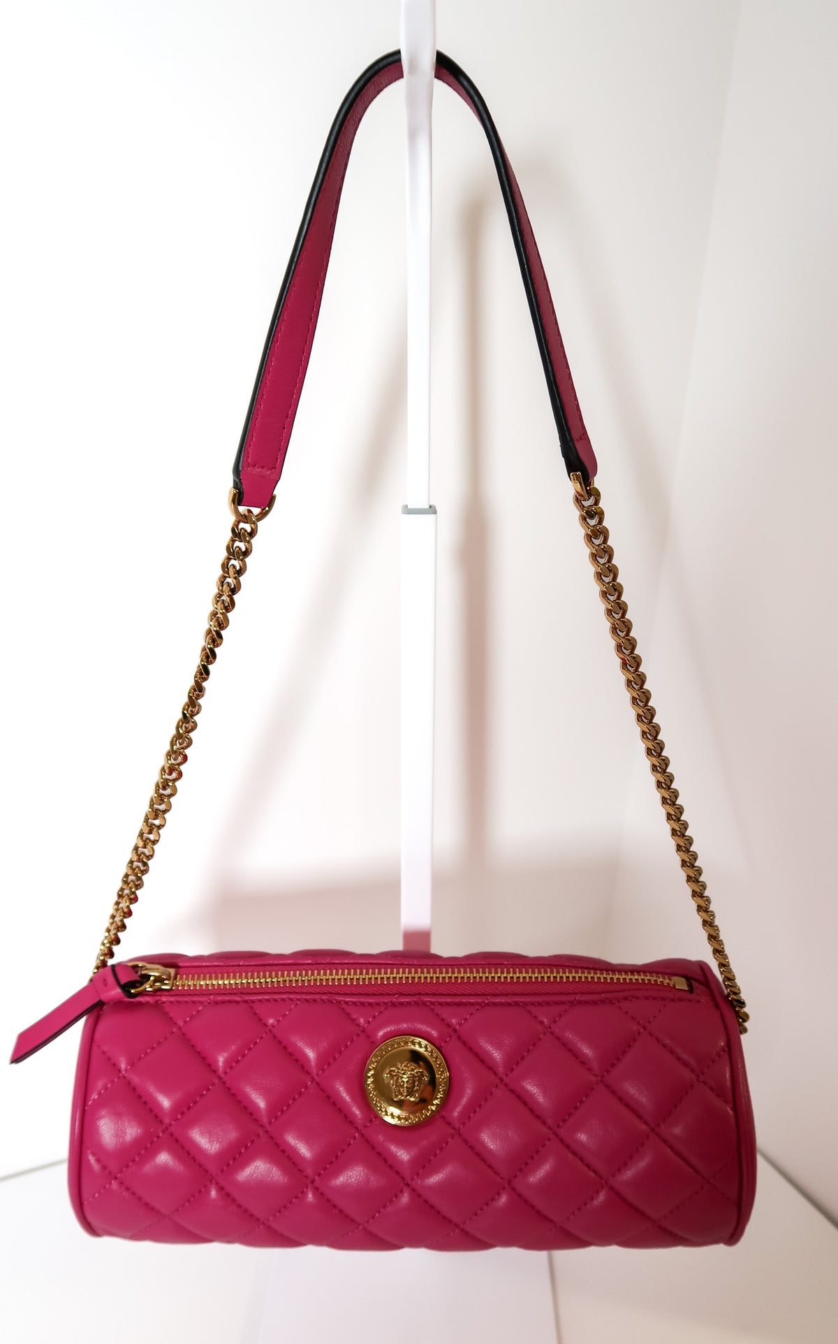 Versace Medusa Pink Quilted Cylinder Barrel Bag - additional view 4
