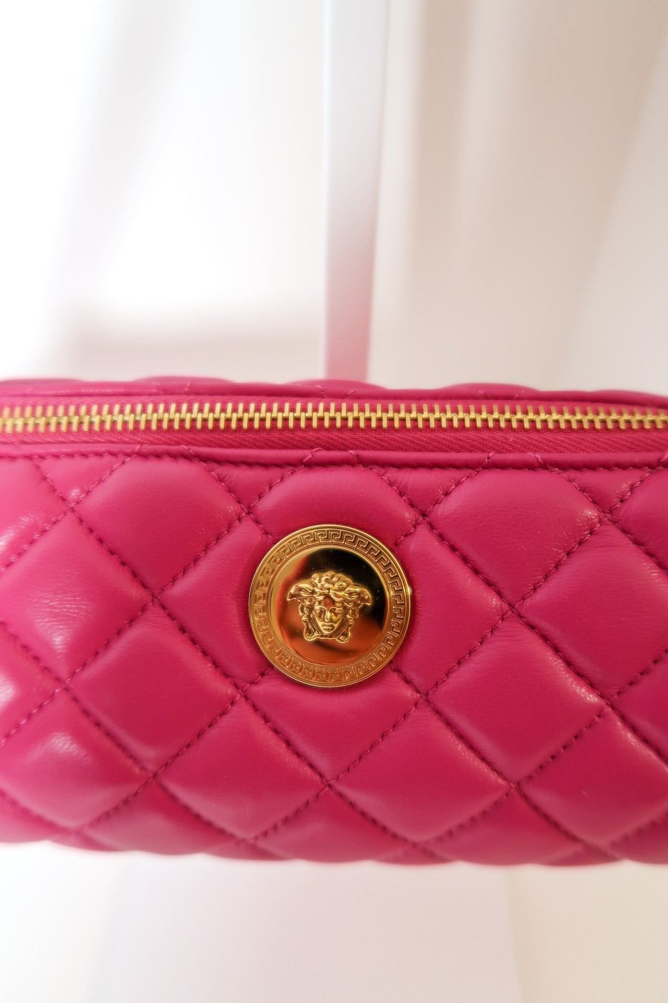 Versace Medusa Pink Quilted Cylinder Barrel Bag - additional view 7
