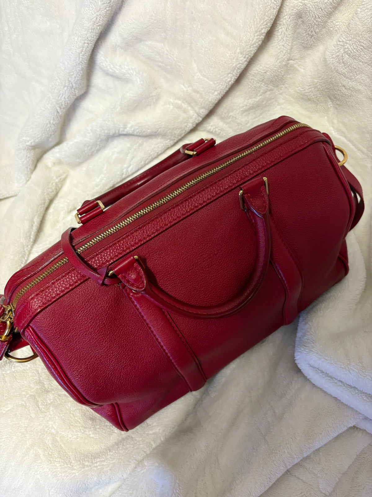 Louis Vuitton Sofia Coppola PM Boston Bag Burgundy Red Leather Collector's Item