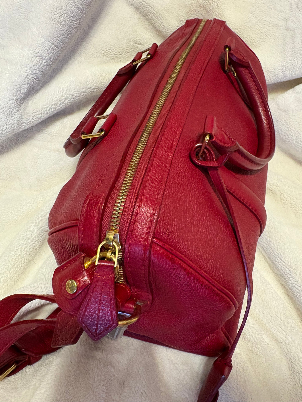 Louis Vuitton Sofia Coppola PM Boston Bag Burgundy Red Leather Collector's Item