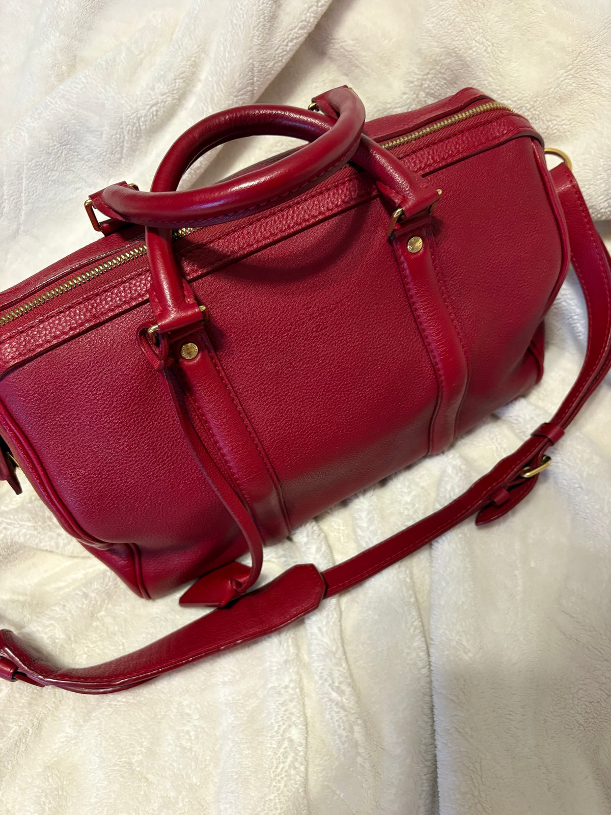 Louis Vuitton Sofia Coppola PM Boston Bag Burgundy Red Leather Collector's Item