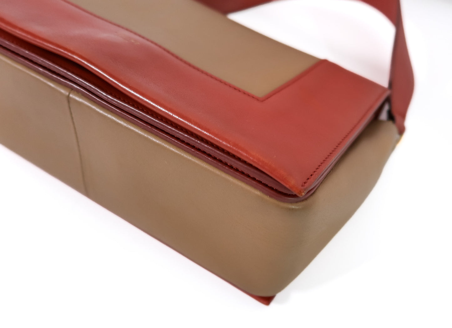 Celine Medium Frame Colorblock Leather Shoulder Bag – Orange Terracotta Red & Beige - additional view 12