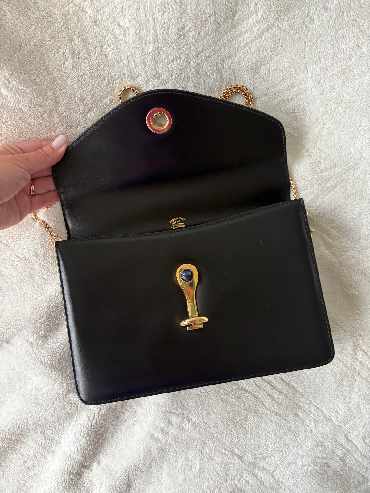 *New Pics* Vintage Gucci 1970 Tiger Eye Leather Chain Shoulder Bag- Rare