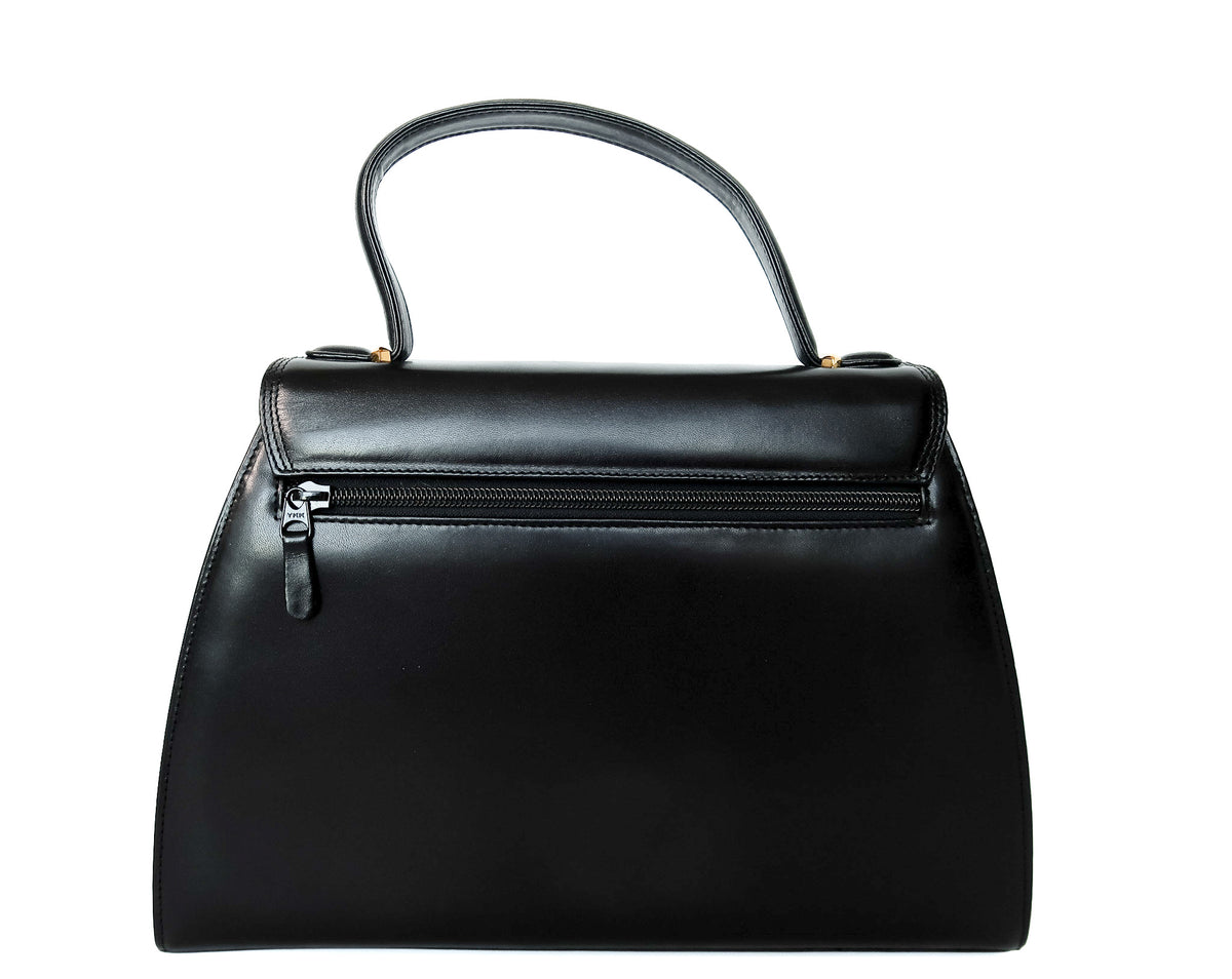 Vintage Givenchy Black Leather Top Handle Tote Bag - additional view 10