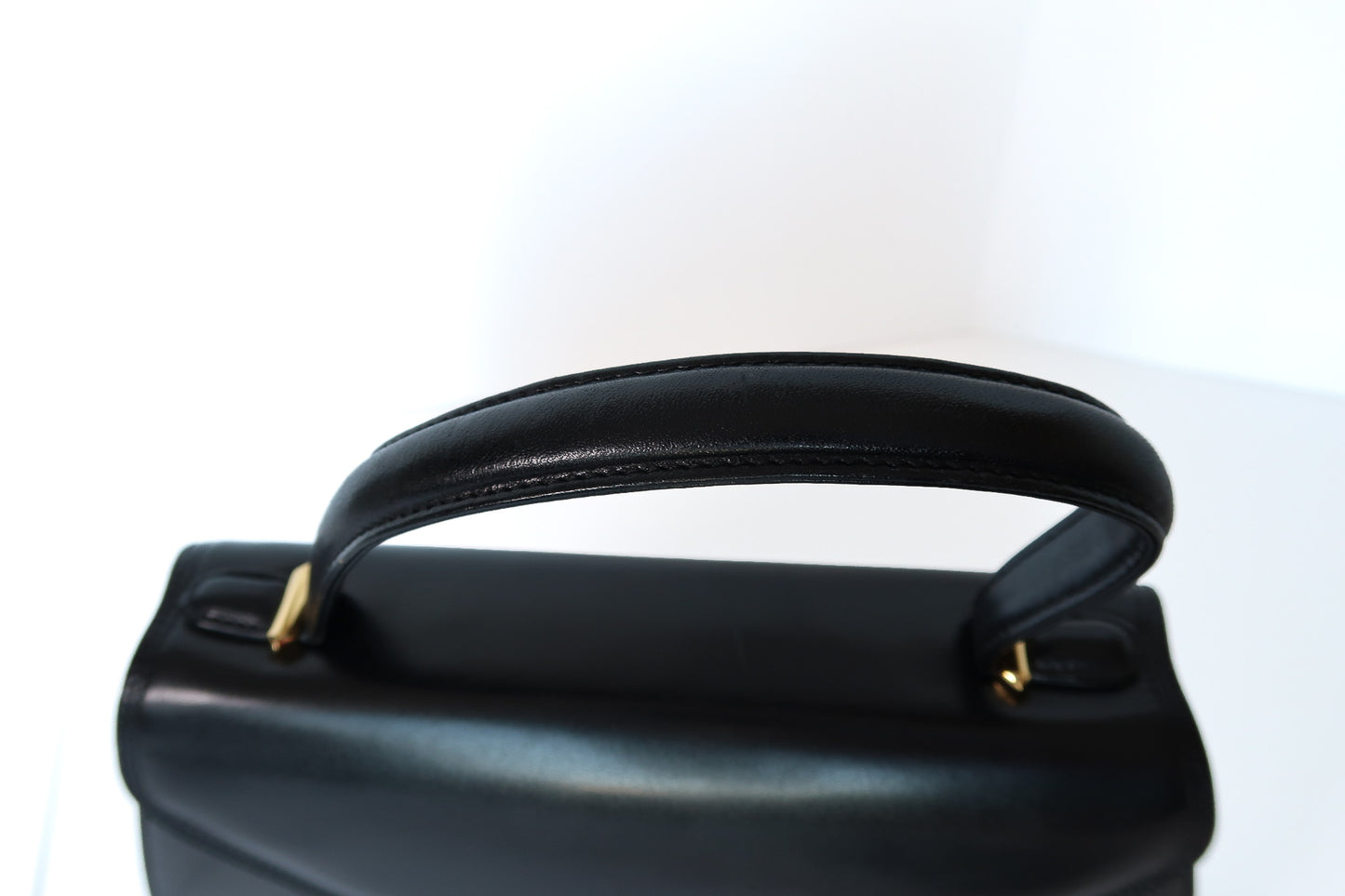 Vintage Givenchy Black Leather Top Handle Tote Bag - additional view 7