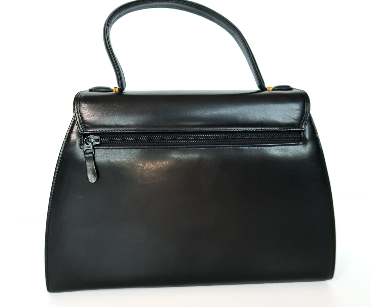 Vintage Givenchy Black Leather Top Handle Tote Bag - additional view 3