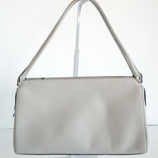 Prada White Leather Shoulder Tote - additional view 2
