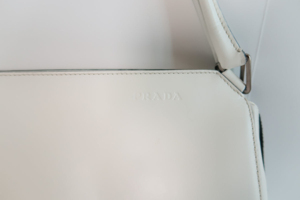 Prada White Leather Shoulder Tote - additional view 5