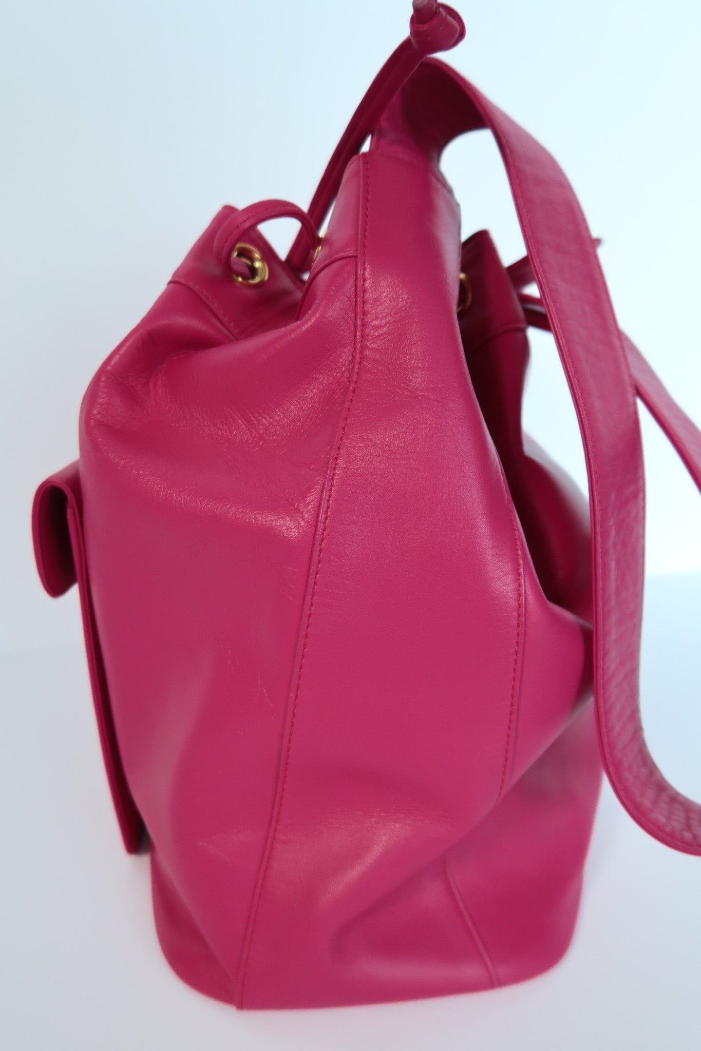 Vintage Yves Saint Laurent Leather Drawstring Shoulder Bag - additional view 5