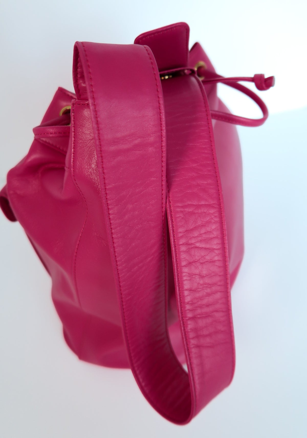 Vintage Yves Saint Laurent Leather Drawstring Shoulder Bag - additional view 6