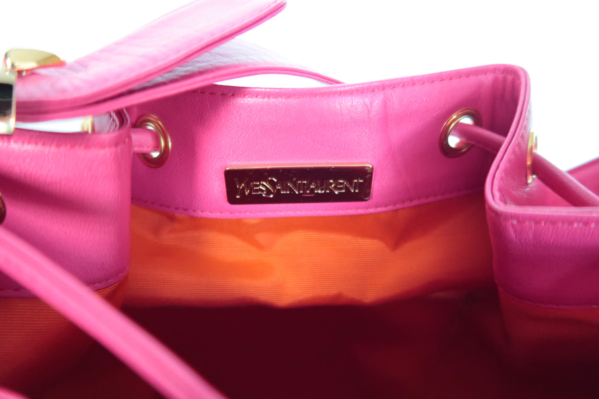 Vintage Yves Saint Laurent Leather Drawstring Shoulder Bag - additional view 15