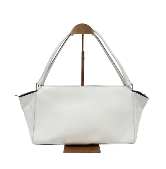 Prada White Leather Shoulder Tote