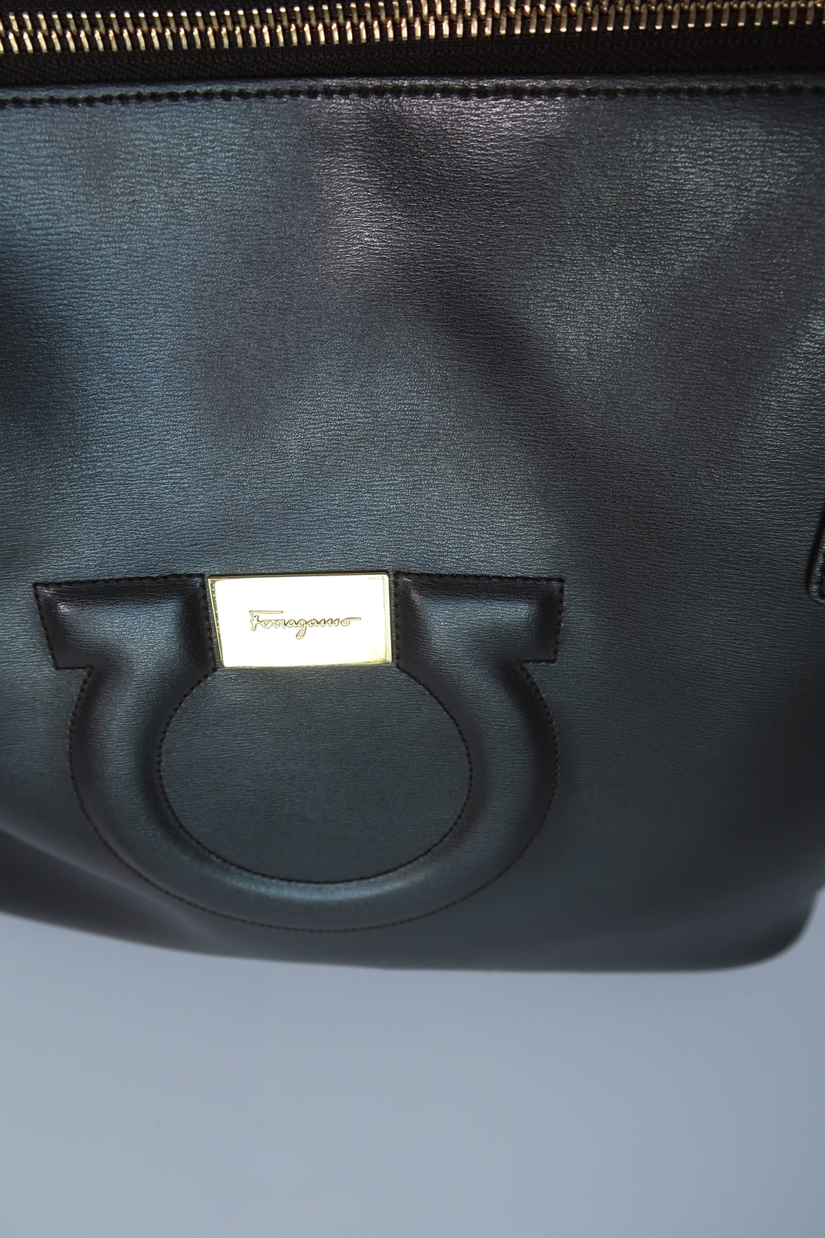 Salvatore Ferragamo City Tote Brown Espresso Leather Excellent