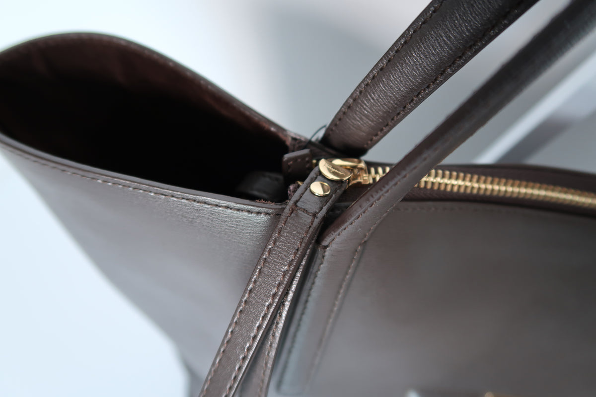 Salvatore Ferragamo City Tote Brown Espresso Leather Excellent