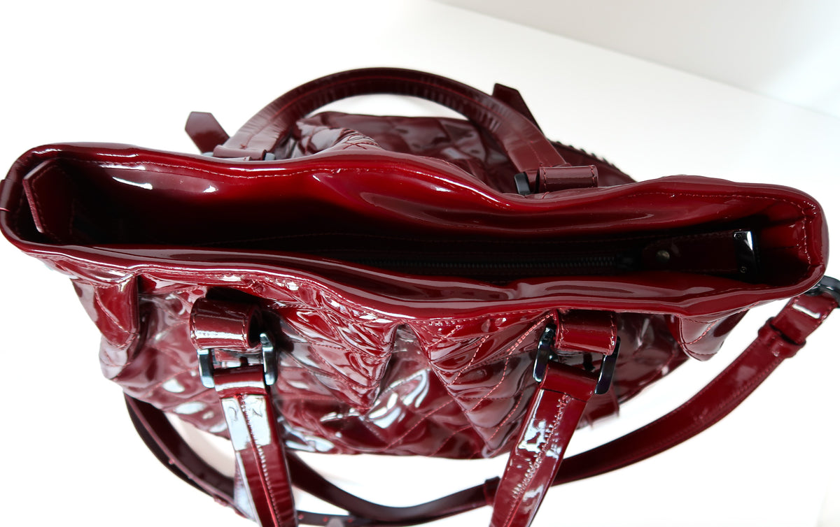 Burberry Large Lowry Studded Quilted Patent Leather Tote – Burgundy - additional view 5