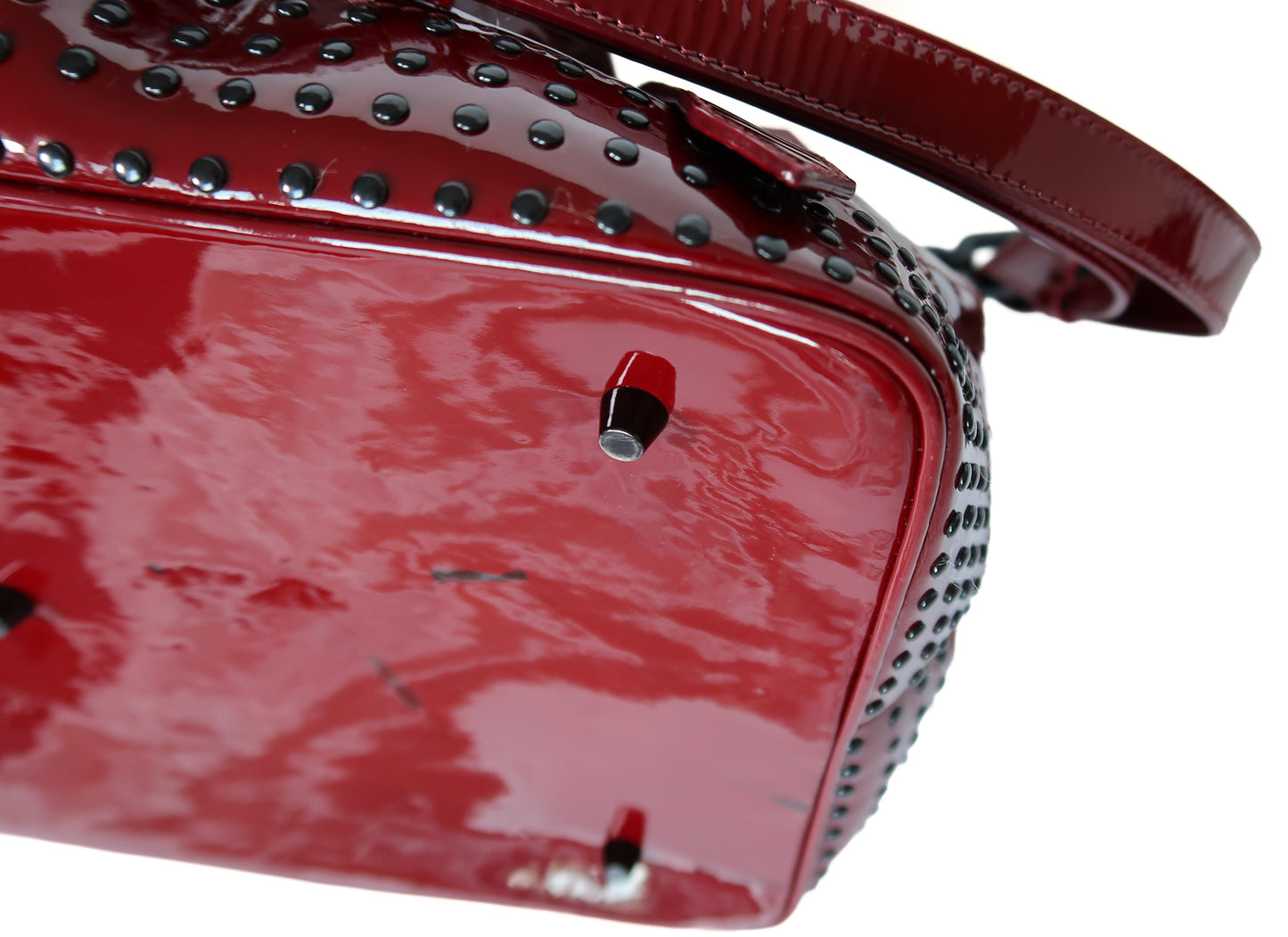 Burberry Large Lowry Studded Quilted Patent Leather Tote – Burgundy - additional view 10