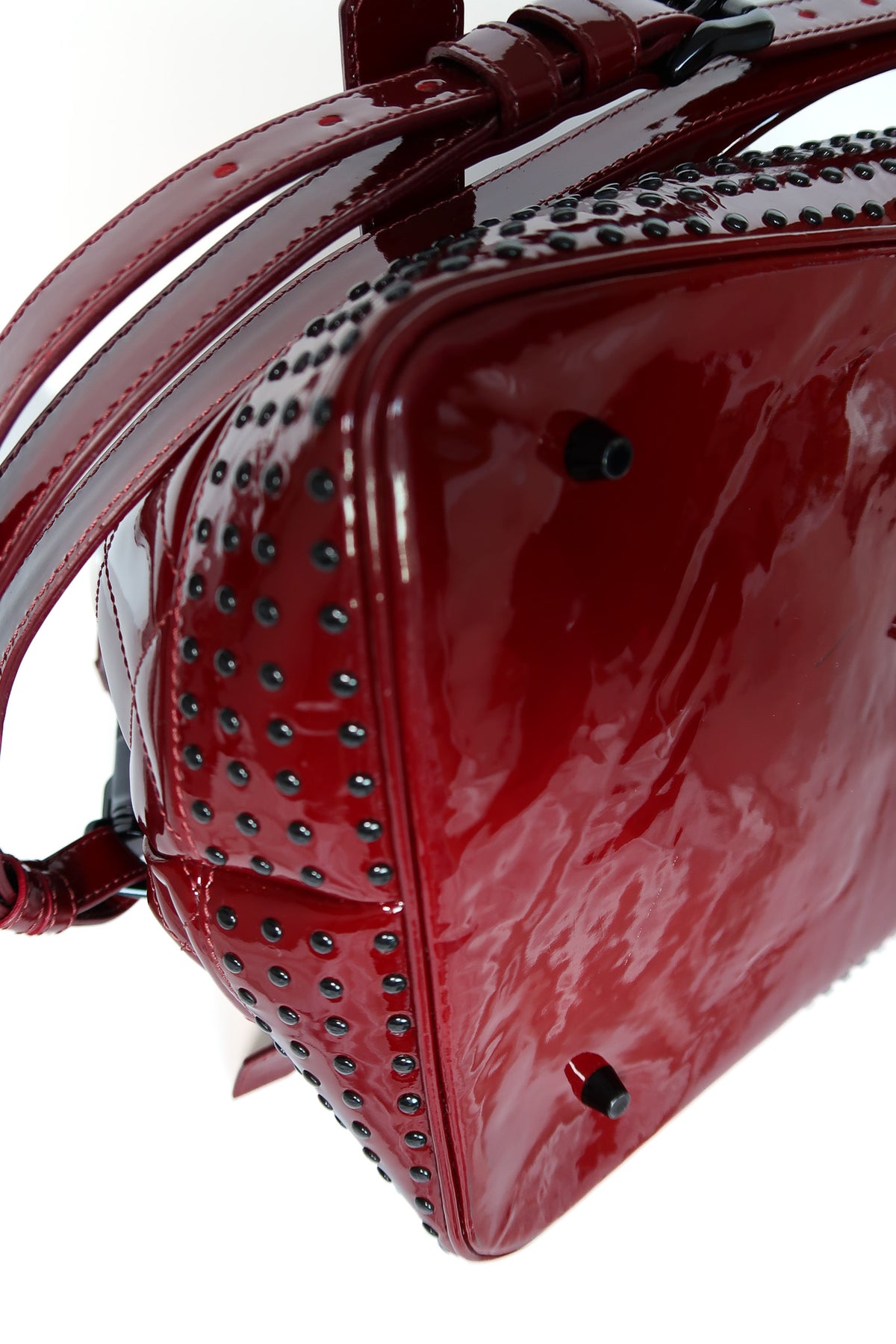 Burberry Large Lowry Studded Quilted Patent Leather Tote – Burgundy - additional view 8