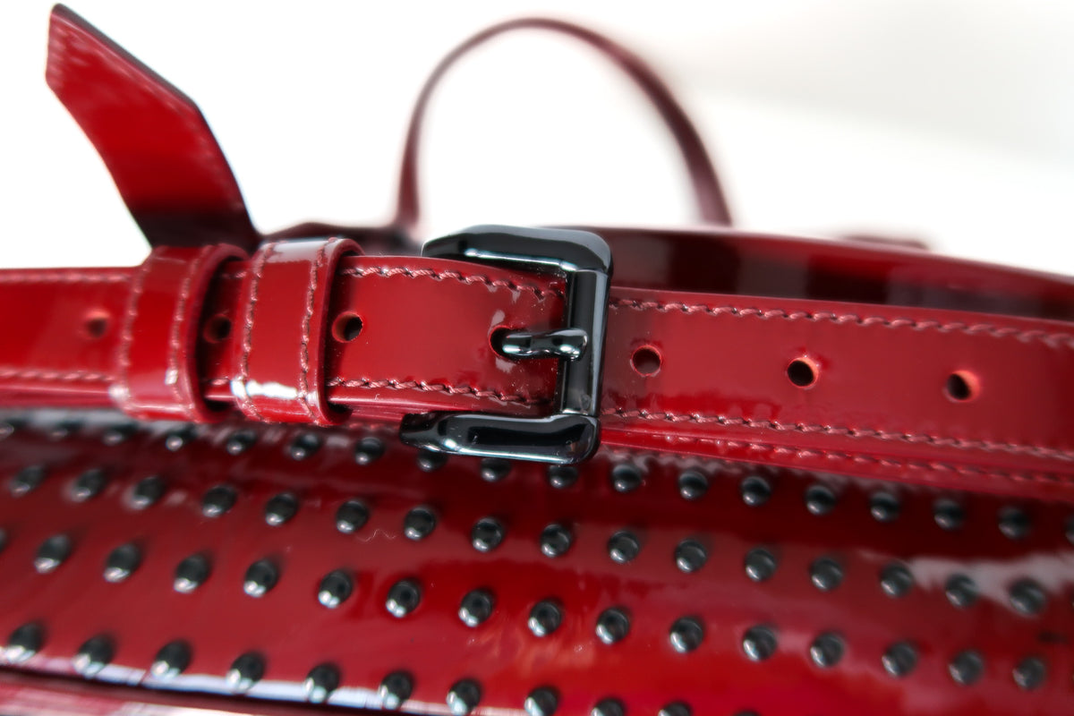 Burberry Large Lowry Studded Quilted Patent Leather Tote – Burgundy - additional view 7