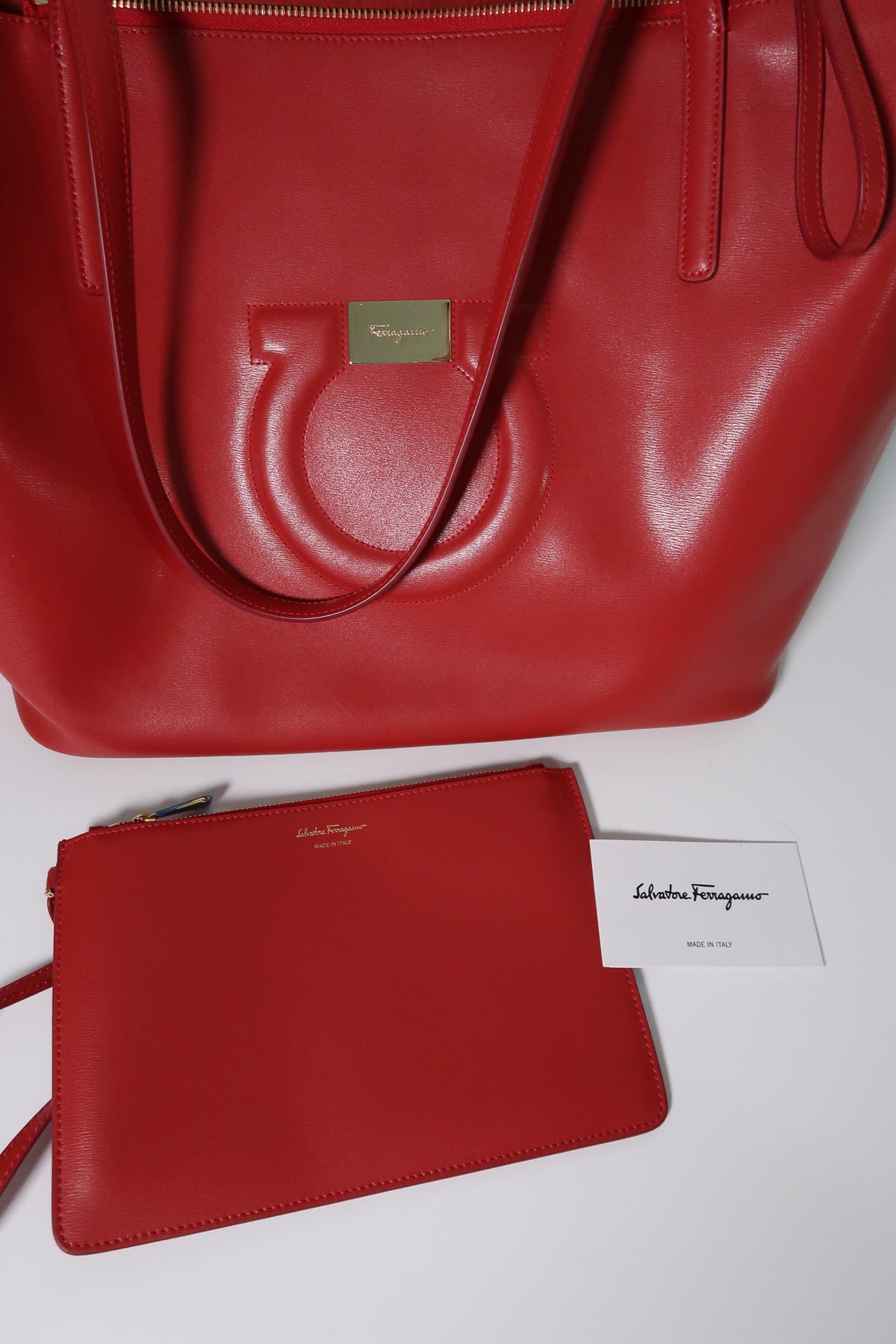 Salvatore Ferragamo Lipstick Red City Tote - additional view 9