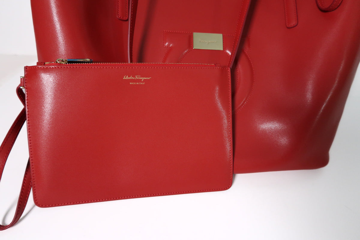 Salvatore Ferragamo Lipstick Red City Tote - additional view 2