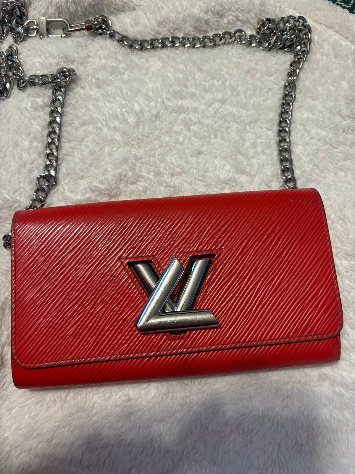 Louis Vuitton Red Epi Leather Twist Wallet or Chain Wallet