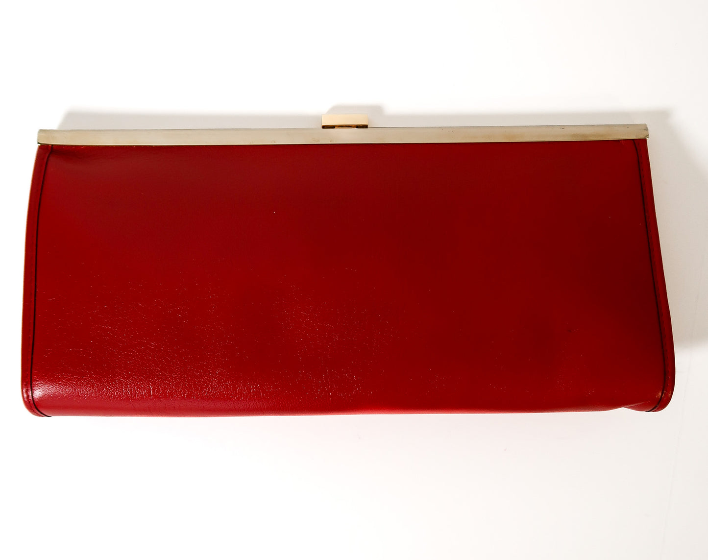 Vintage Christian Dior Red Leather Frame Clutch Evening Bag - additional view 6