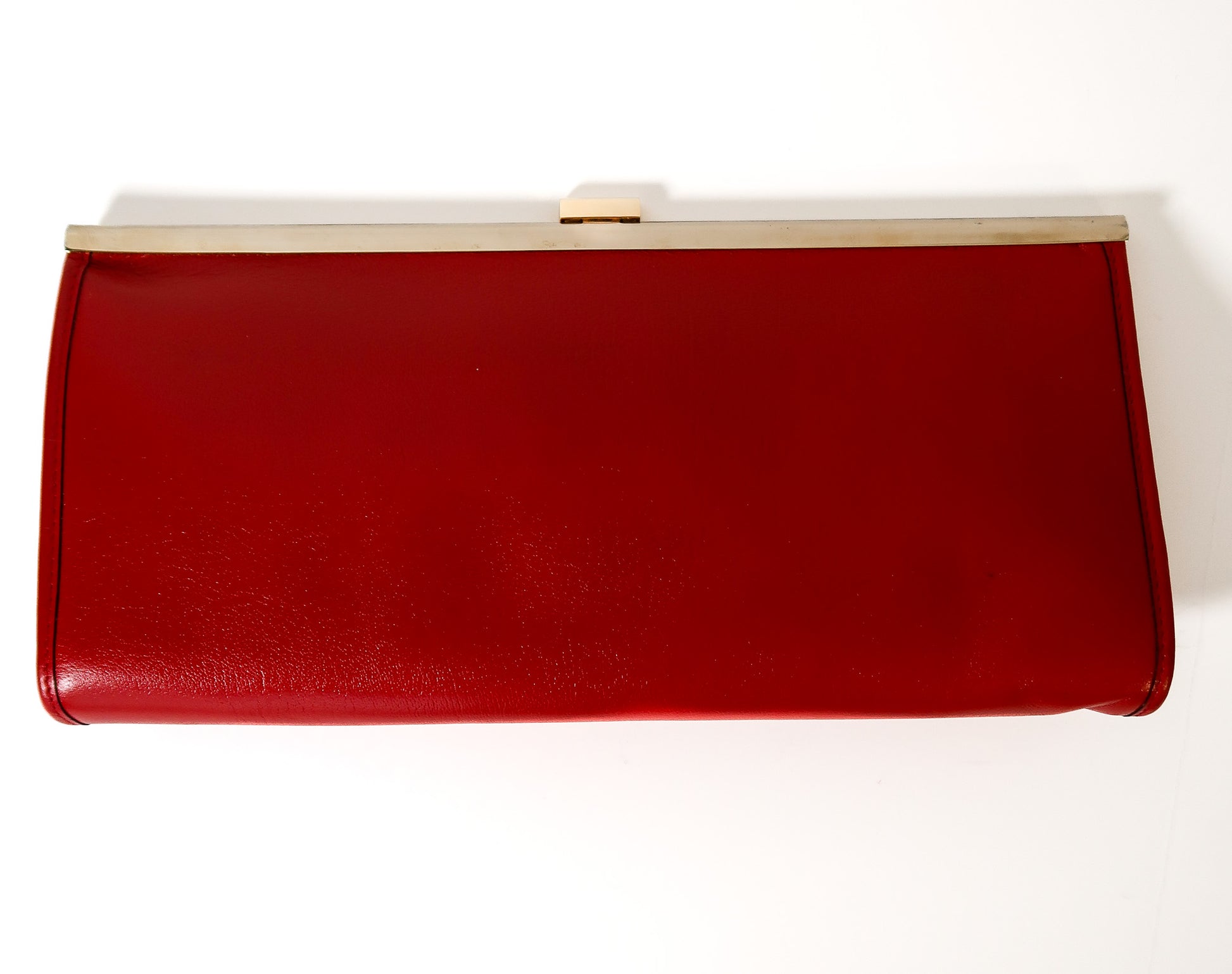 Vintage Christian Dior Red Leather Frame Clutch Evening Bag - additional view 6