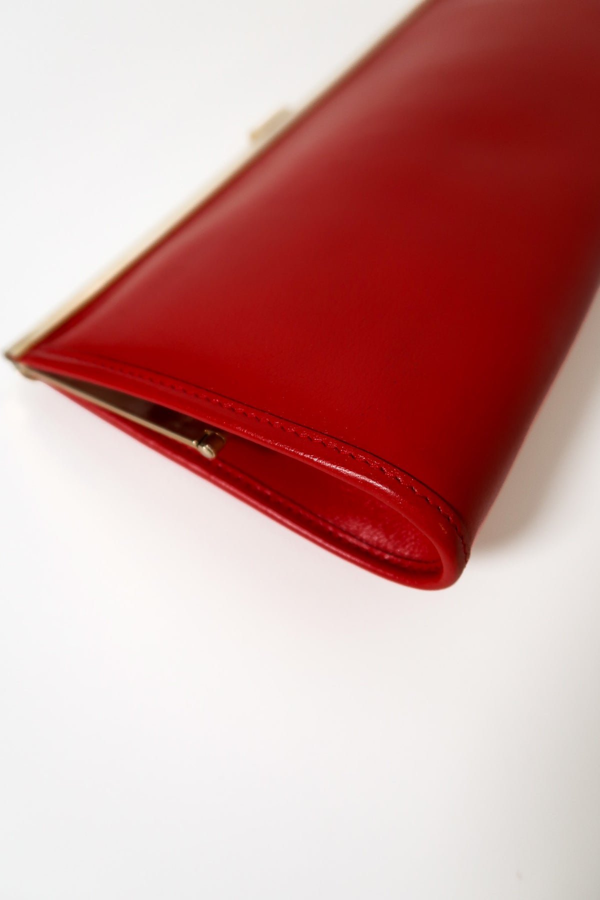 Vintage Christian Dior Red Leather Frame Clutch Evening Bag - additional view 3