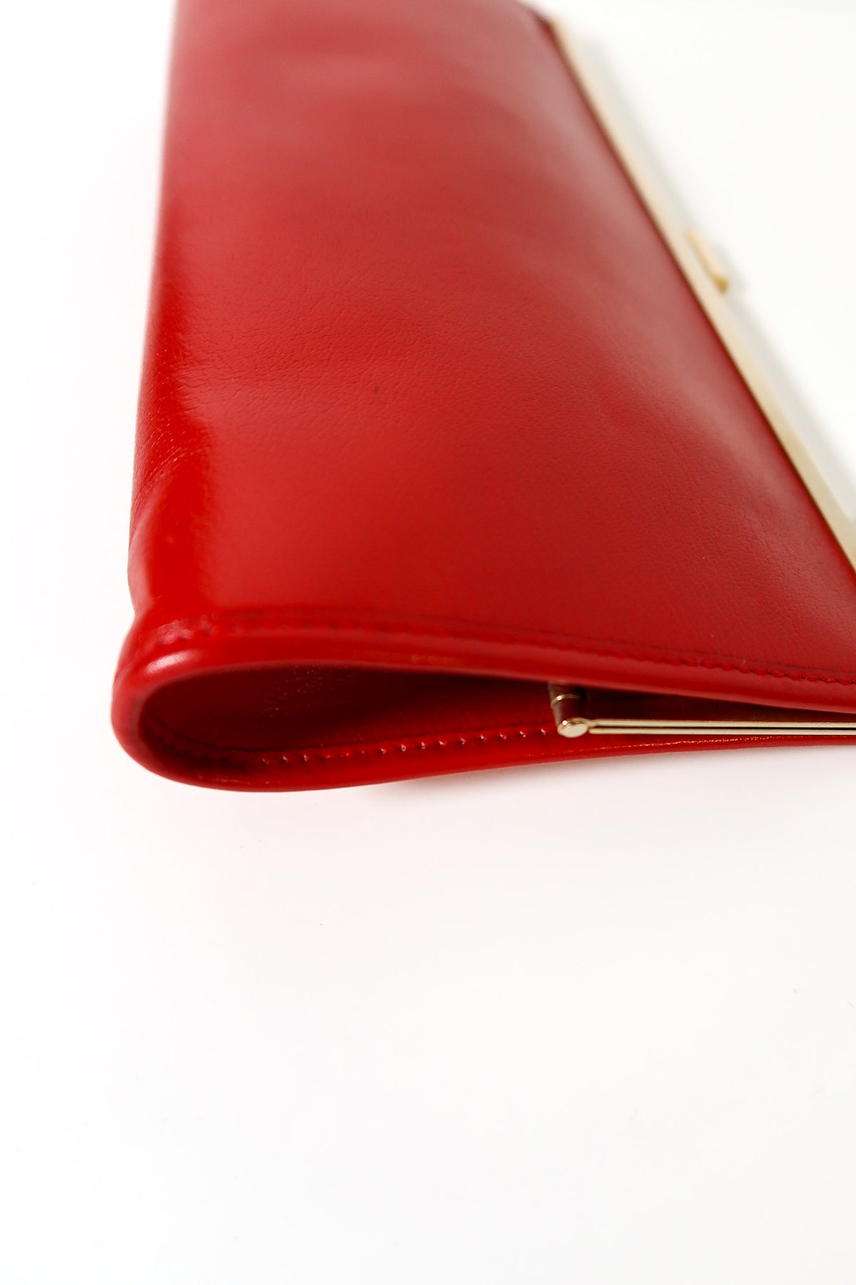 Vintage Christian Dior Red Leather Frame Clutch Evening Bag - additional view 4
