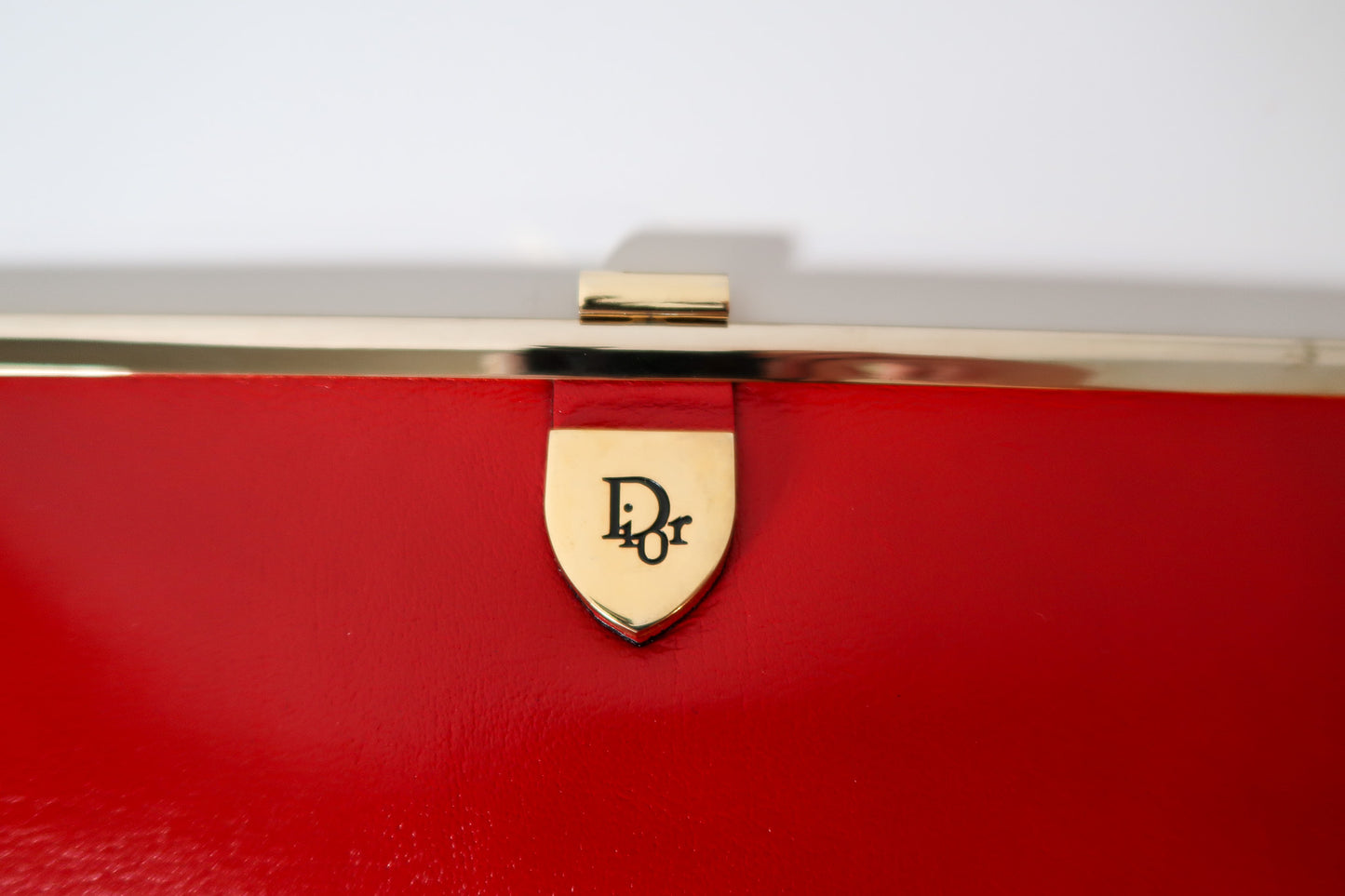 Vintage Christian Dior Red Leather Frame Clutch Evening Bag - additional view 5
