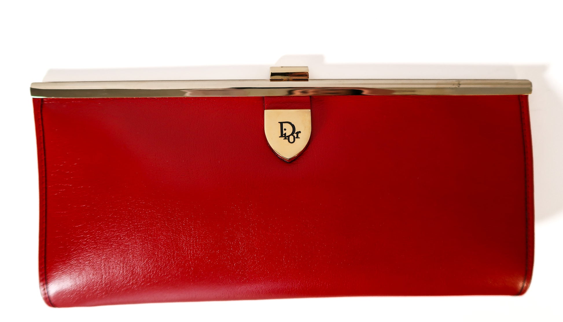 Vintage Christian Dior Red Leather Frame Clutch Evening Bag - additional view 10