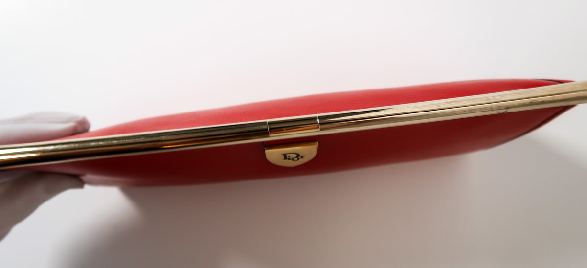 Vintage Christian Dior Red Leather Frame Clutch Evening Bag - additional view 9