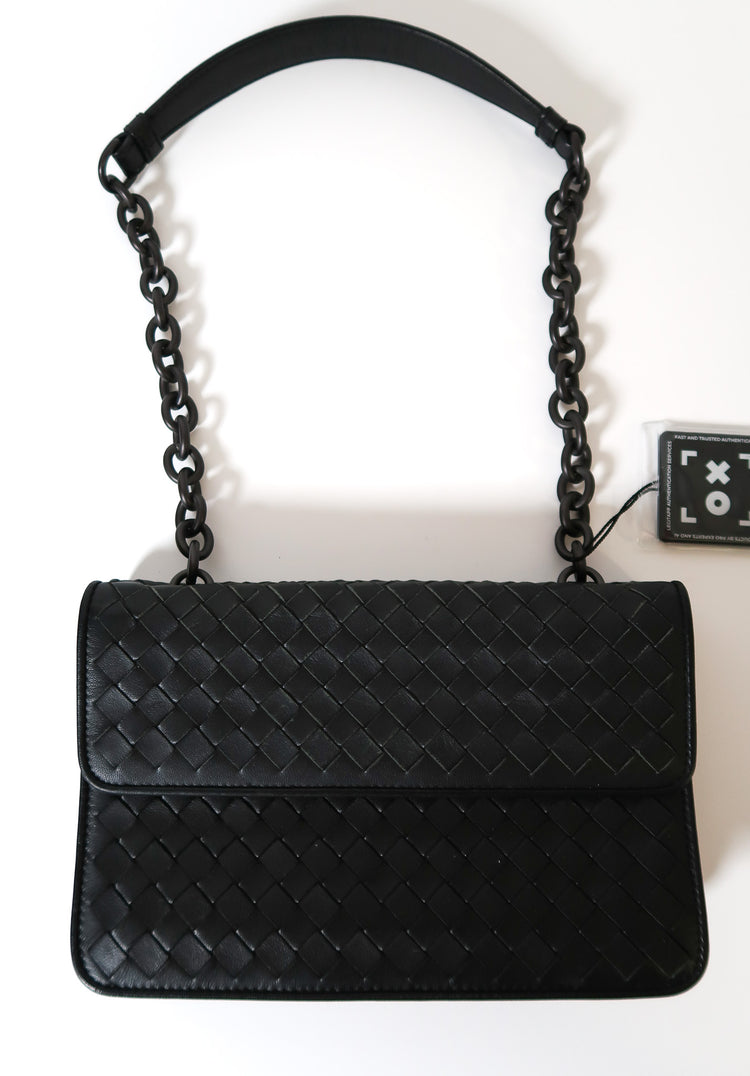 Bottega Veneta Intrecciato Leather Flap Chain Crossbody Bag – Black - additional view 2