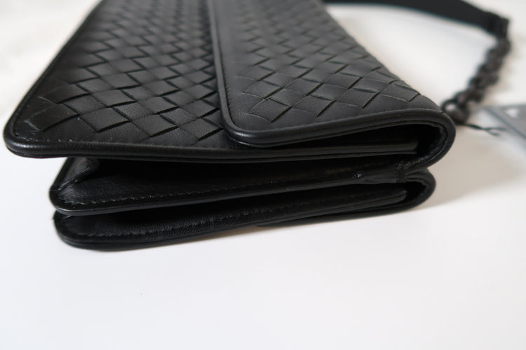 Bottega Veneta Intrecciato Leather Flap Chain Crossbody Bag – Black - additional view 4