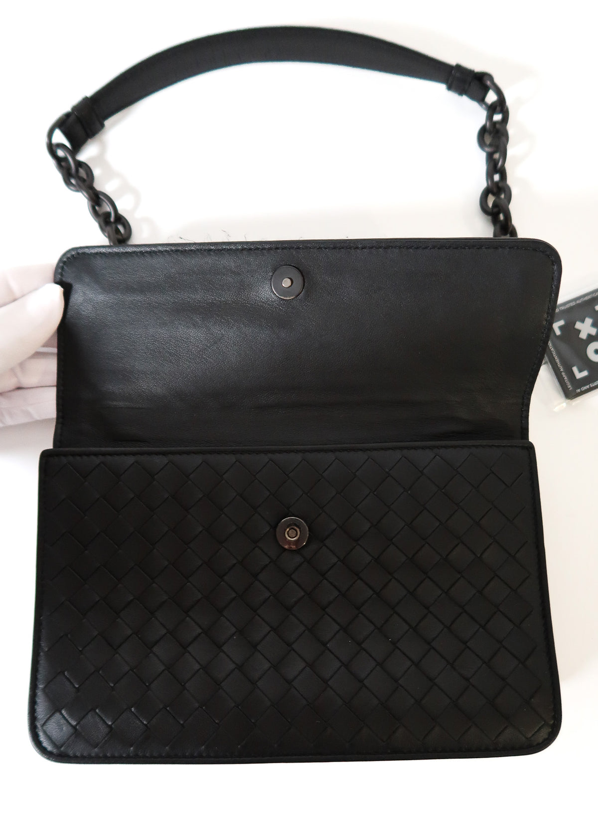 Bottega Veneta Intrecciato Leather Flap Chain Crossbody Bag – Black - additional view 3