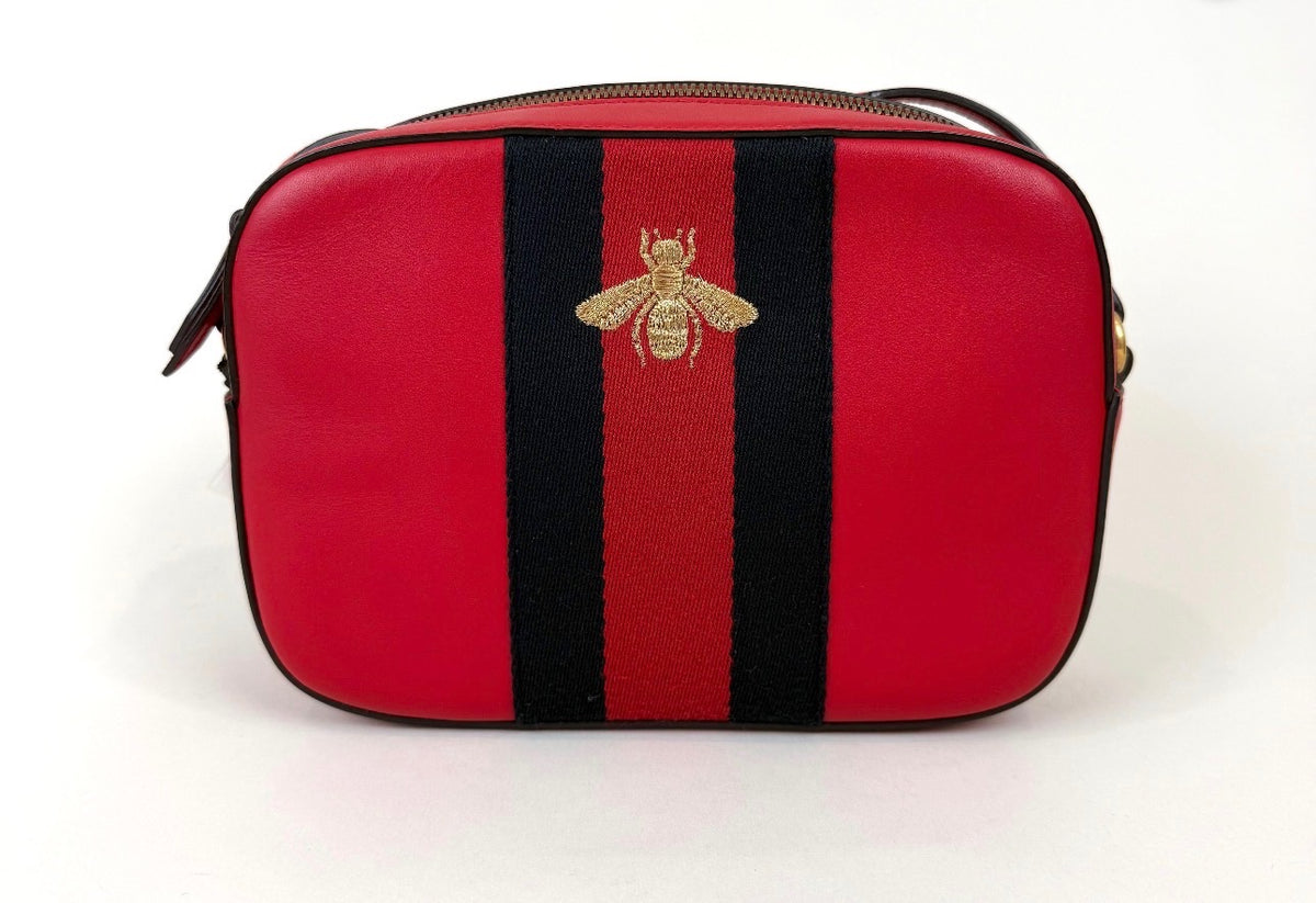 Gucci Webby Bee Leather Camera Bag