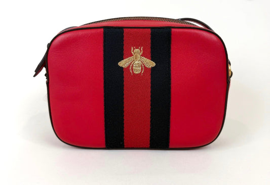 Gucci Webby Bee Leather Camera Bag