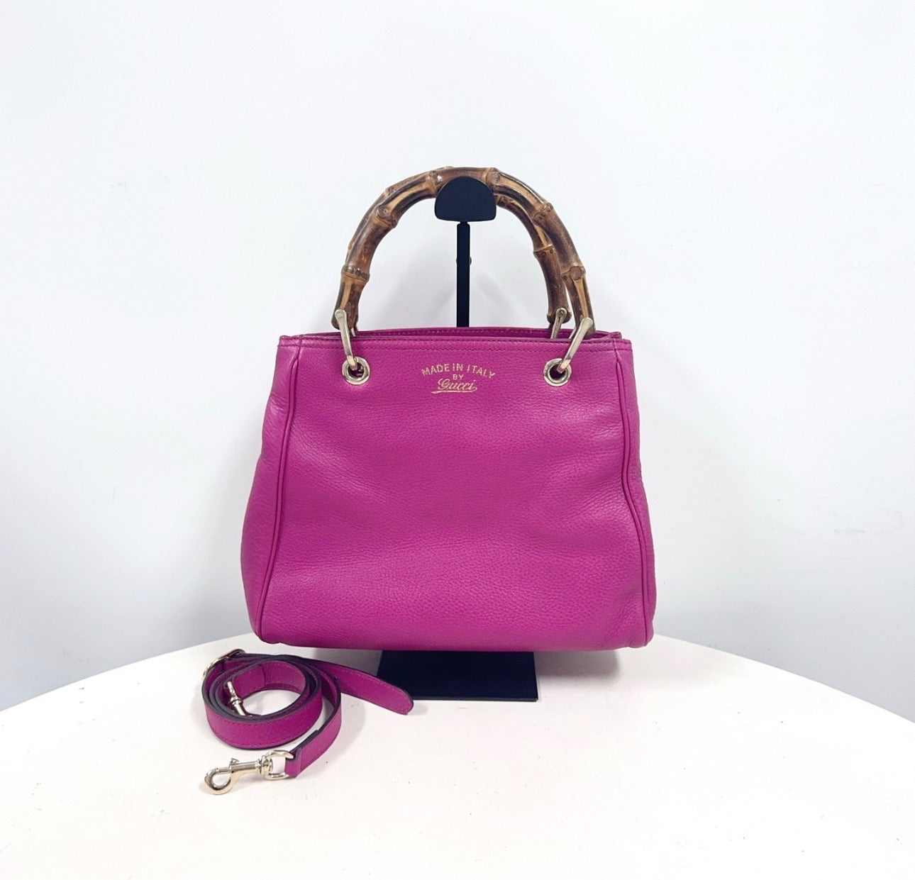 Vintage Gucci Small Calfskin Bamboo Shopper Satchel - additional view 7