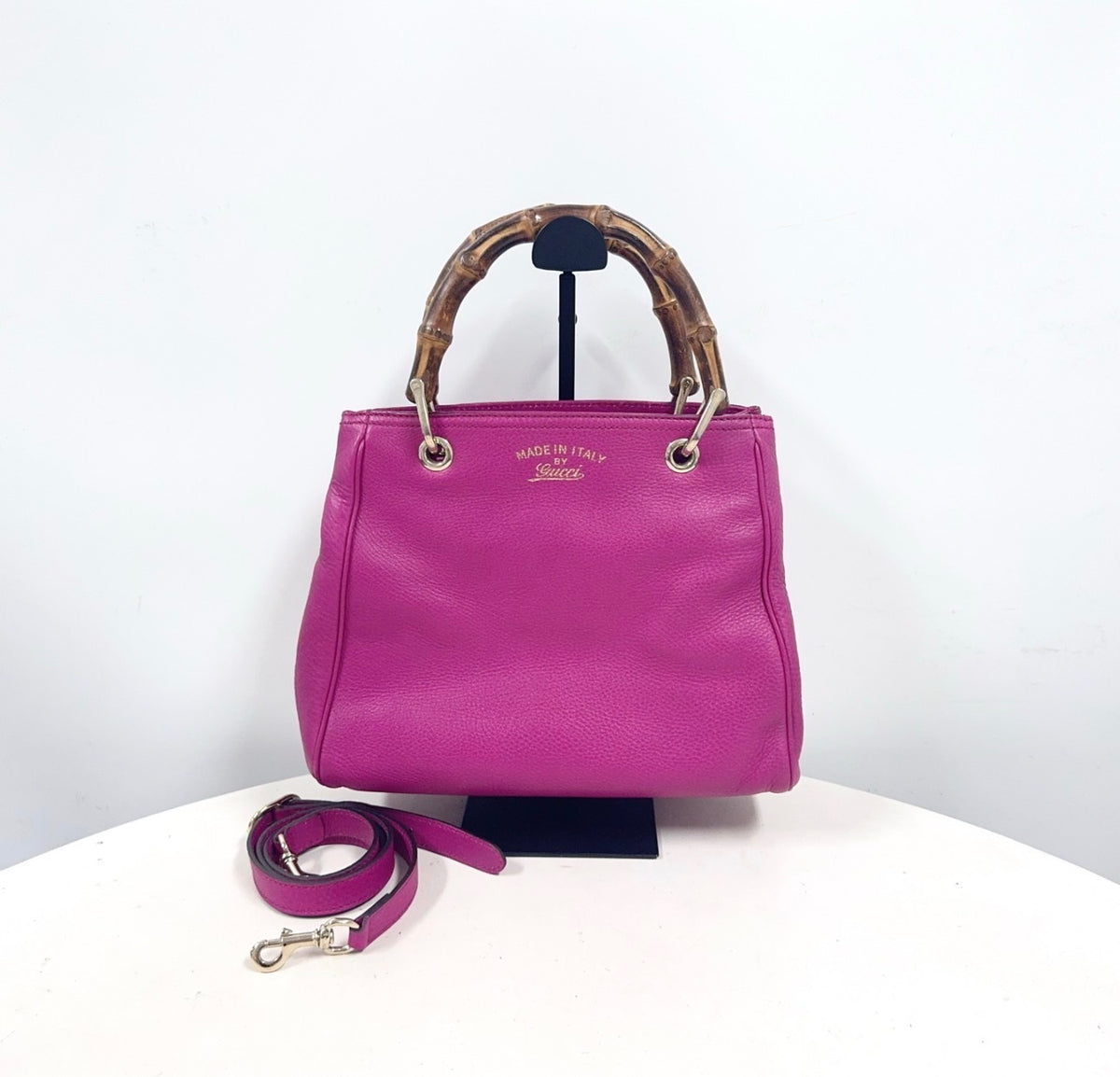Vintage Gucci Small Calfskin Bamboo Shopper Satchel - additional view 7