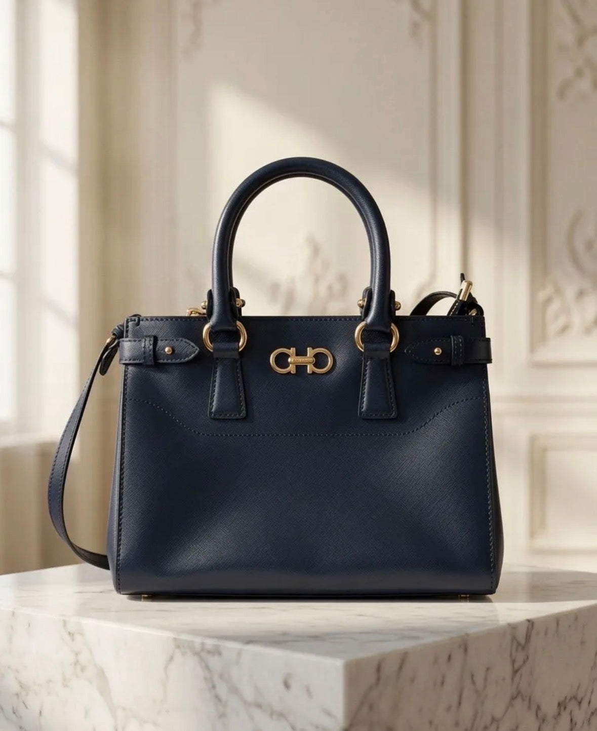 Salvataro Ferragamo Navy Blue Bag Crossbody