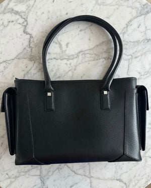Ferragamo Vintage Leather Black Tote with Side Pockets