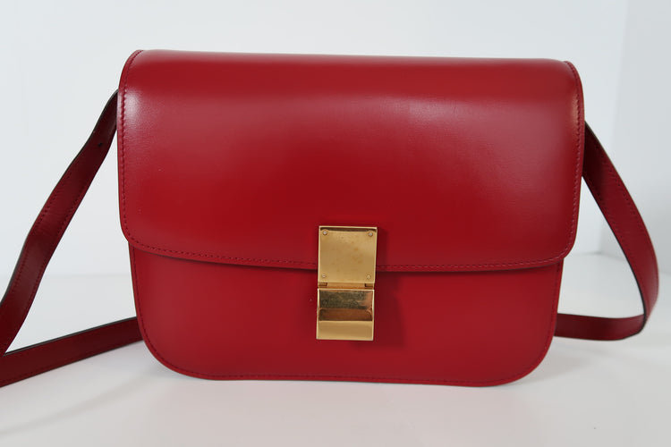 Celine Medium Classic Box Calfskin Shoulder Bag – Red - additional view 2