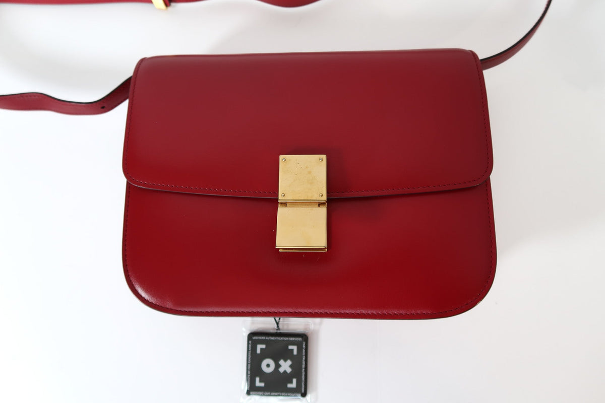 Celine Medium Classic Box Calfskin Shoulder Bag – Red - additional view 5