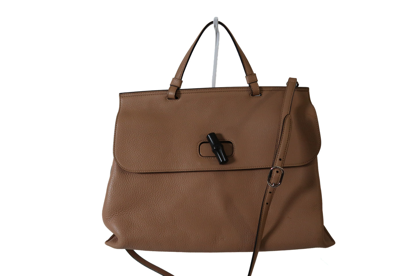 Gucci Large Beige Bamboo Top Handle Leather Bag